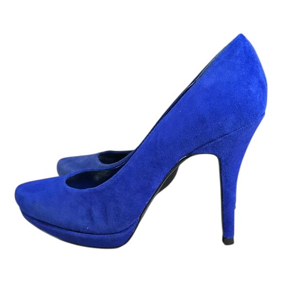 Vintage Cindy Lou Royal Blue Suede Heels Size 8 New in Box Leather Upper Y2K - Picture 9 of 12